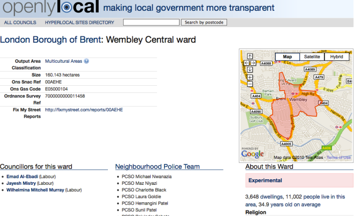 Ward details and map for Wembley Central